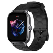 For Amazfit GTS 3 20mm Football Pattern Solid Color Silicone Watch Band(Black)