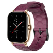 For Amazfit GTS 2E 20mm Football Pattern Solid Color Silicone Watch Band(Wine Red)