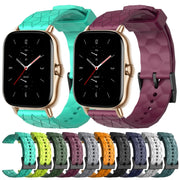 For Amazfit GTS 2E 20mm Football Pattern Solid Color Silicone Watch Band(Rock Cyan)