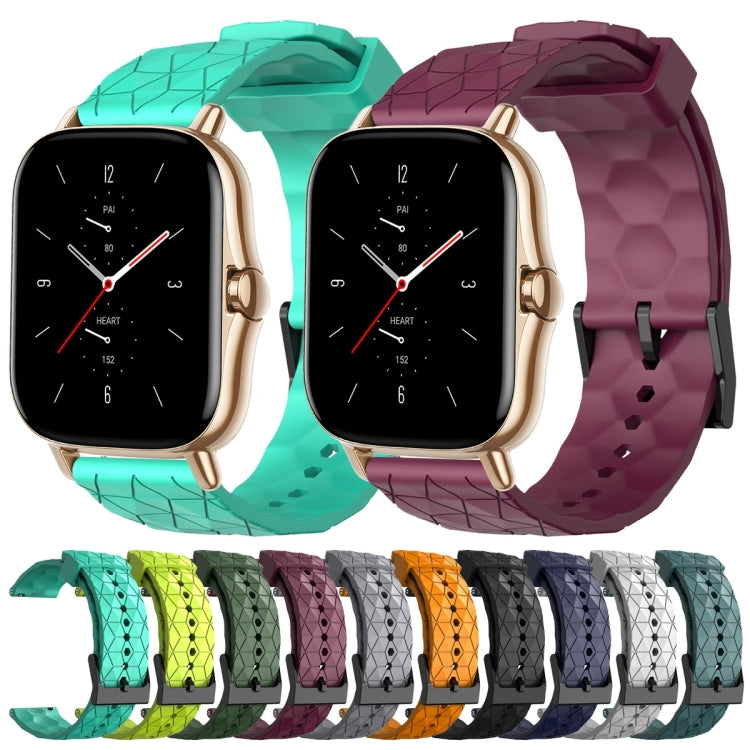 For Amazfit GTS 2E 20mm Football Pattern Solid Color Silicone Watch Band(Rock Cyan)
