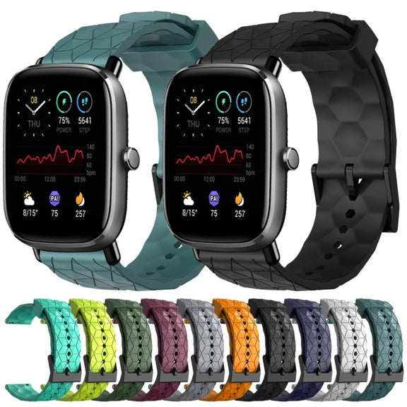 For Amazfit GTS 2 Mini 20mm Football Pattern Solid Color Silicone Watch Band(White)