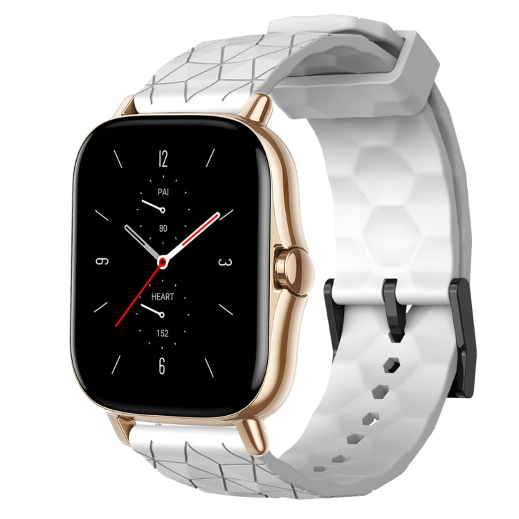 For Amazfit GTS 2 20mm Football Pattern Solid Color Silicone Watch Band(White) - free shipping - PMC TechLife - Order now!