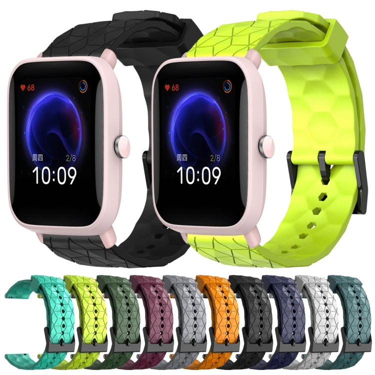 For Amazfit Pop Pro 20mm Football Pattern Solid Color Silicone Watch Band(Yellow)