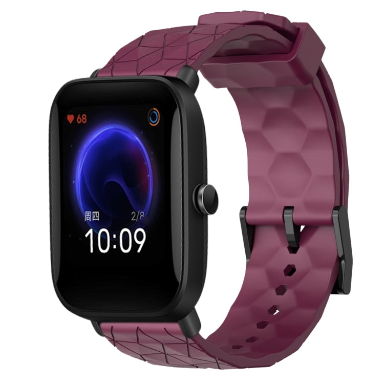 For Amazfit Pop 20mm Football Pattern Solid Color Silicone Watch Band(Wine Red) - free shipping - PMC TechLife - Order now!