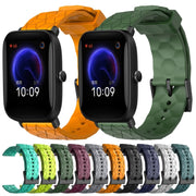For Amazfit Pop 20mm Football Pattern Solid Color Silicone Watch Band(Wine Red)