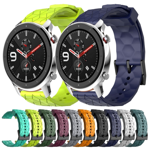 For Amazfit GTR 4 22mm Football Pattern Solid Color Silicone Watch Band(Grey)
