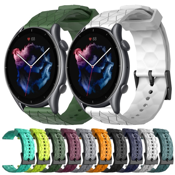 For Amazfit GTR 3 22mm Football Pattern Solid Color Silicone Watch Band(Grey)