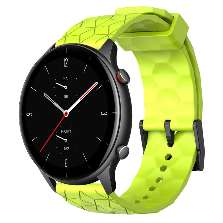 For Amazfit GTR 2e 22mm Football Pattern Solid Color Silicone Watch Band(Lime Green) - free shipping - PMC TechLife - Order now!