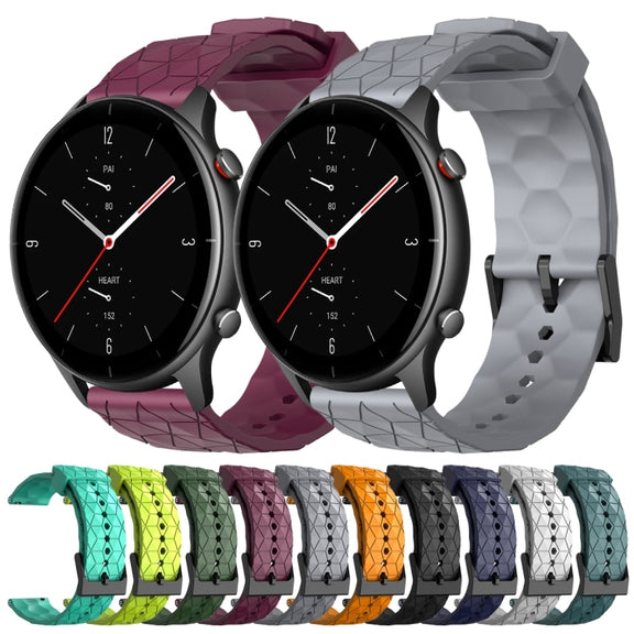 For Amazfit GTR 2e 22mm Football Pattern Solid Color Silicone Watch Band(Yellow)