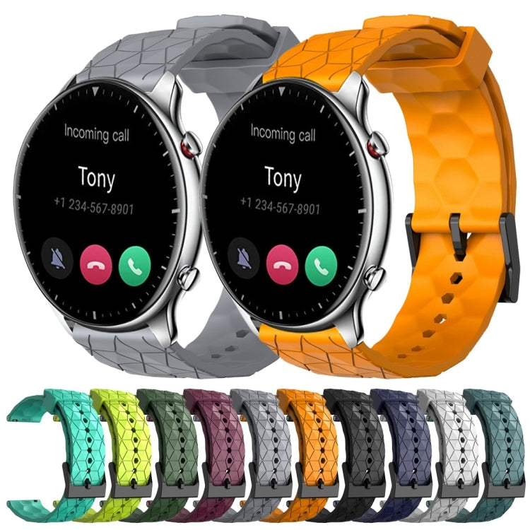 For Amazfit GTR 2 22mm Football Pattern Solid Color Silicone Watch Band(Teal) - free shipping - PMC TechLife - Order now!