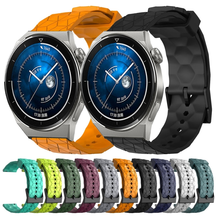 For Huawei Watch GT3 Pro 46mm 22mm Football Pattern Solid Color Silicone Watch Band(Teal) - free shipping - PMC TechLife - Order now!