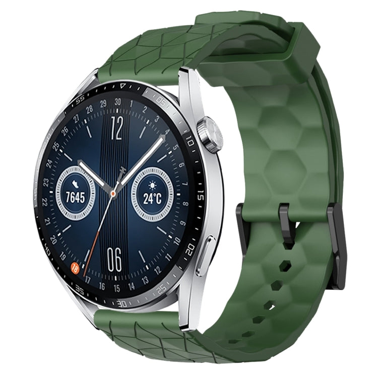 For Huawei Watch GT3 46mm 22mm Football Pattern Solid Color Silicone Watch Band(Army Green) - free shipping - PMC TechLife - Order now!