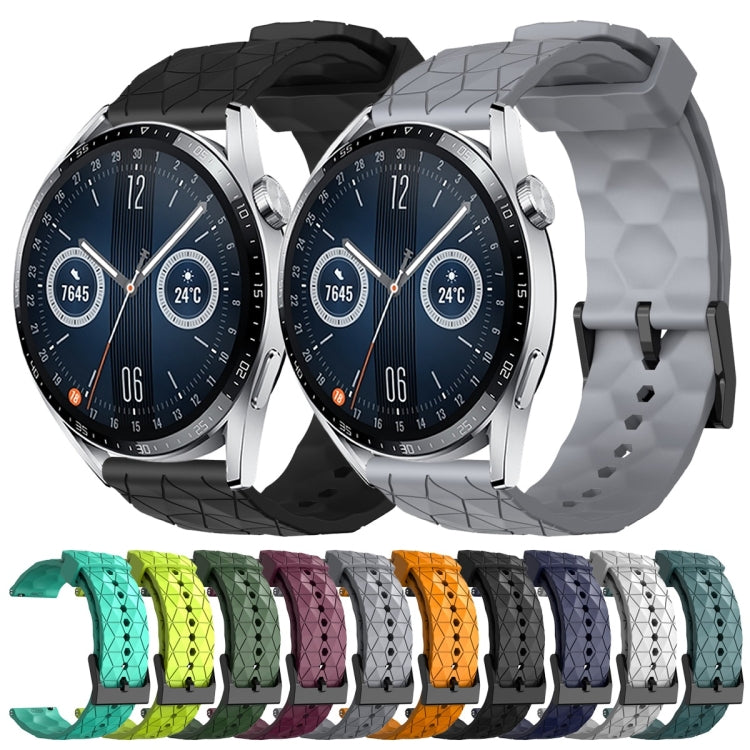 For Huawei Watch GT3 46mm 22mm Football Pattern Solid Color Silicone Watch Band(Army Green)