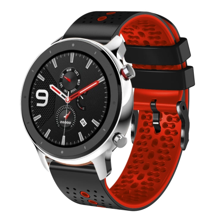 For Amazfit GTR 4 Pro 22mm Perforated Two-Color Silicone Watch Band(Black+Red) - free shipping - PMC TechLife - Order now!