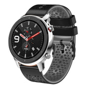 For Amazfit GTR 4 Pro 22mm Perforated Two-Color Silicone Watch Band(Black+Grey)