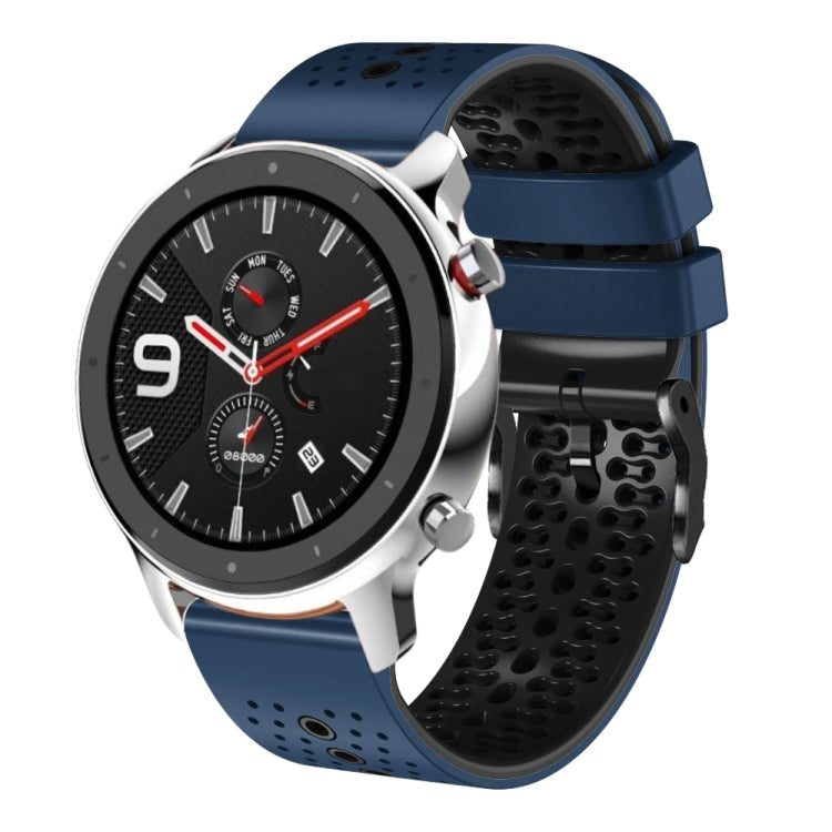 For Amazfit GTR 4 Pro 22mm Perforated Two-Color Silicone Watch Band(Midnight Blue+Black) - free shipping - PMC TechLife - Order now!