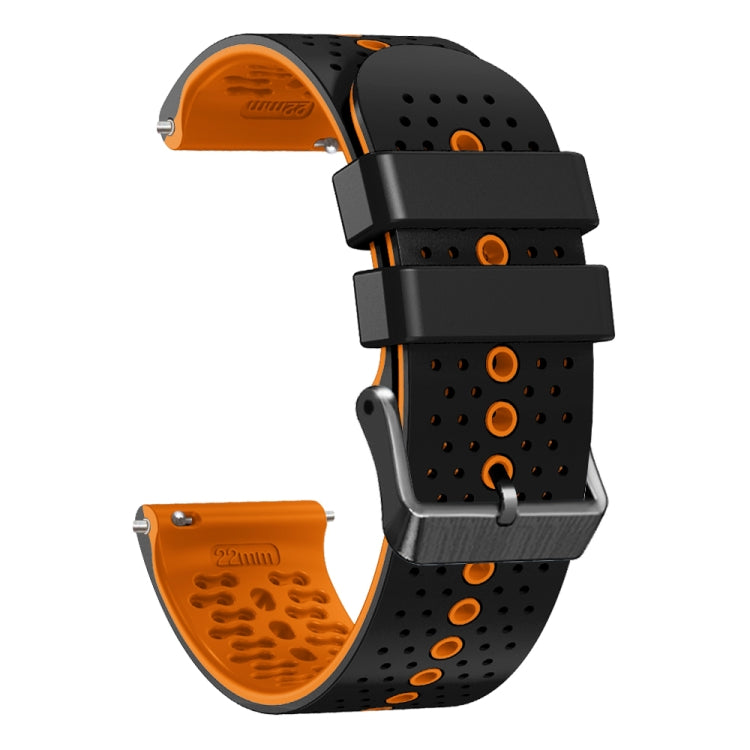 For Amazfit GTR 3 22mm Perforated Two-Color Silicone Watch Band(Black+Orange) - free shipping - PMC TechLife - Order now!