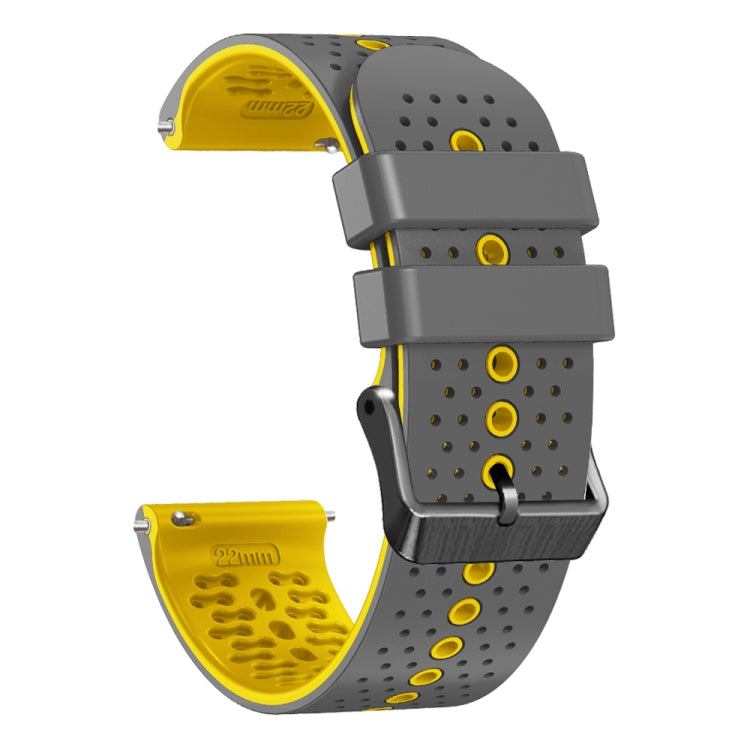 For Amazfit GTR 3 Pro 22mm Perforated Two-Color Silicone Watch Band(Grey+Yellow) - free shipping - PMC TechLife - Order now!
