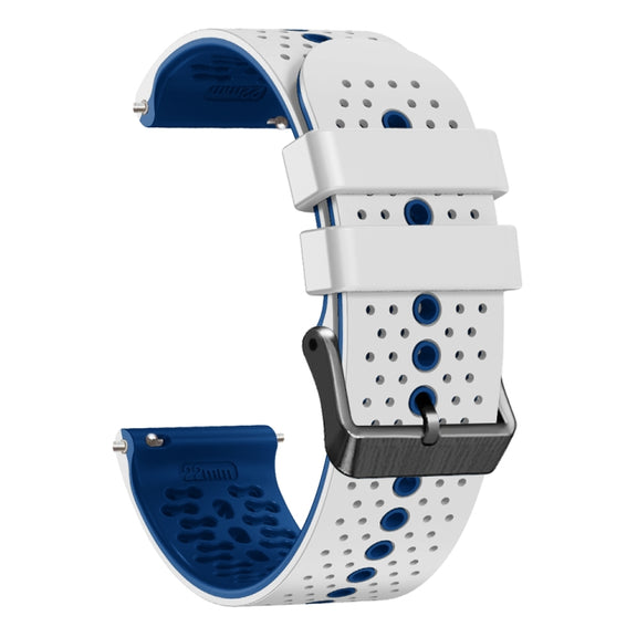 For Amazfit GTR 2e 22mm Perforated Two-Color Silicone Watch Band(White+Blue)