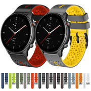 For Amazfit GTR 2e 22mm Perforated Two-Color Silicone Watch Band(Blue+Black)