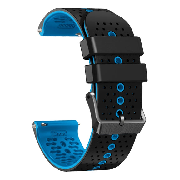 For Amazfit 3 22mm Perforated Two-Color Silicone Watch Band(Black+Blue)