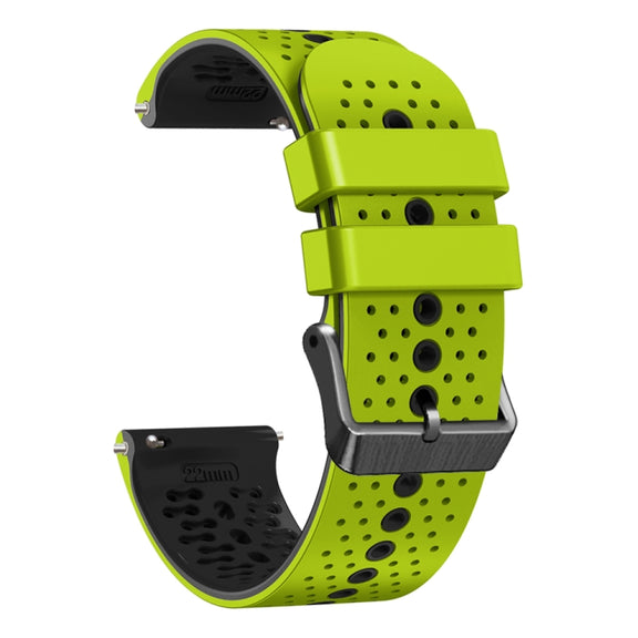 For Amazfit 3 22mm Perforated Two-Color Silicone Watch Band(Lime+Black)