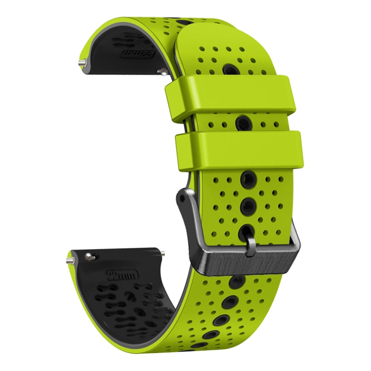 For Amazfit 3 22mm Perforated Two-Color Silicone Watch Band(Lime+Black)