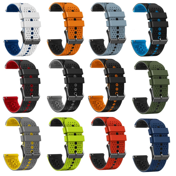 For Amazfit 3 22mm Perforated Two-Color Silicone Watch Band(Lime+Black)