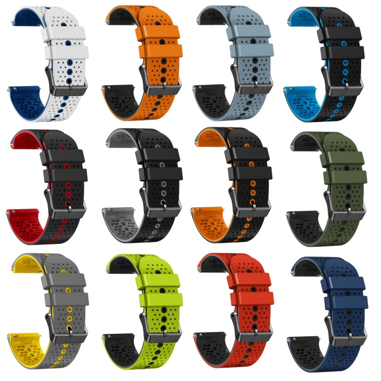 For Amazfit 3 22mm Perforated Two-Color Silicone Watch Band(Lime+Black)