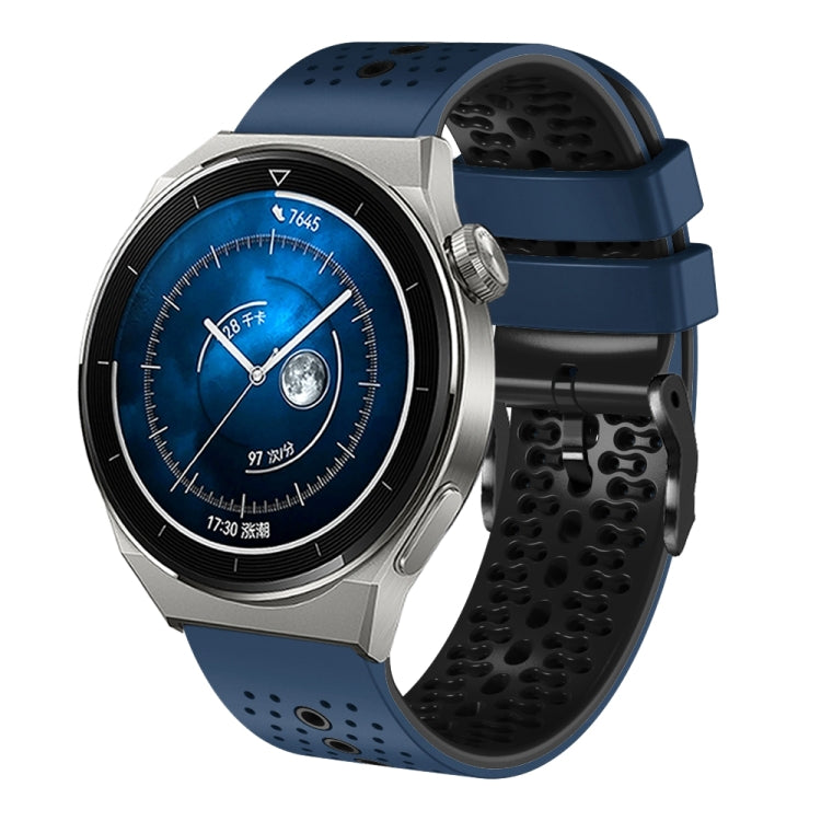 For Huawei Watch GT3 Pro 46mm 22mm Perforated Two-Color Silicone Watch Band(Midnight Blue+Black) - free shipping - PMC TechLife - Order now!