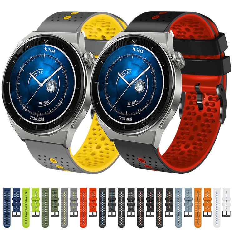 For Huawei Watch GT3 Pro 46mm 22mm Perforated Two-Color Silicone Watch Band(Red+Black) - free shipping - PMC TechLife - Order now!