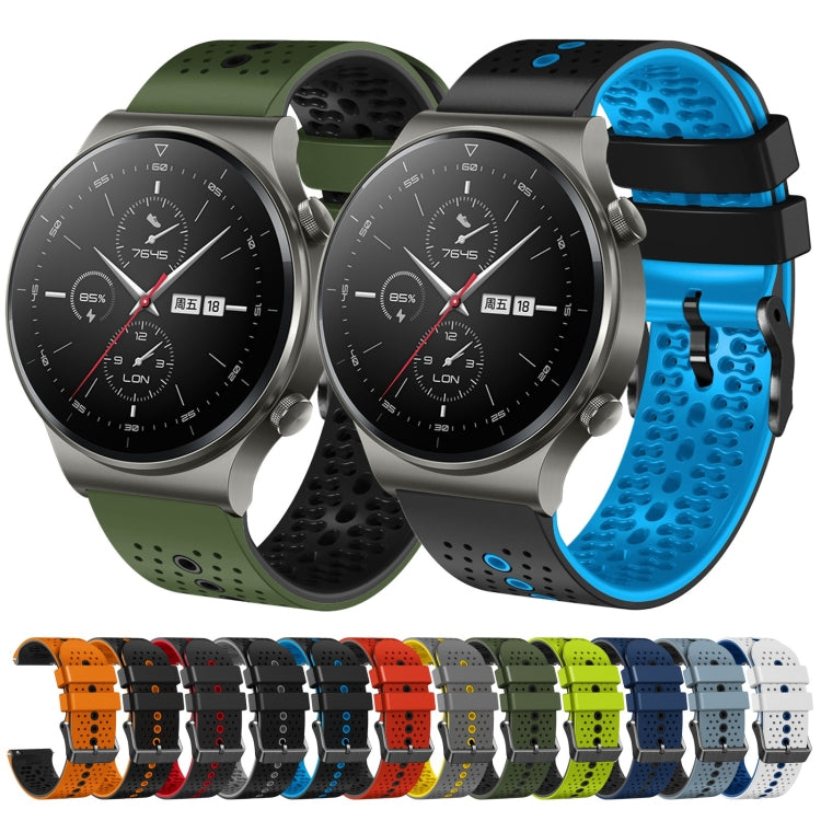 For Huawei GT2 Pro 22mm Perforated Two-Color Silicone Watch Band(Orange+Black) - free shipping - PMC TechLife - Order now!