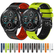 For Honor Magic Watch 2 46mm 22mm Perforated Two-Color Silicone Watch Band(Army Green+Black)