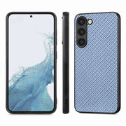 For Samsung Galaxy S23+ 5G Carbon Fiber Texture Leather Back Cover Phone Case(Blue)