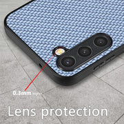For Samsung Galaxy S23+ 5G Carbon Fiber Texture Leather Back Cover Phone Case(Blue)