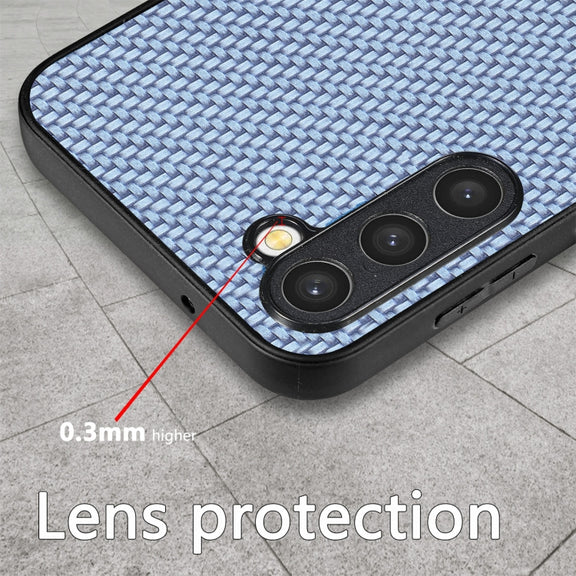 For Samsung Galaxy S23+ 5G Carbon Fiber Texture Leather Back Cover Phone Case(Blue)