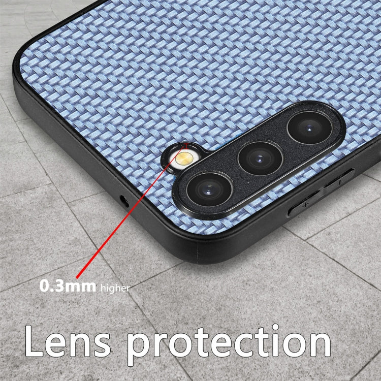 For Samsung Galaxy S23+ 5G Carbon Fiber Texture Leather Back Cover Phone Case(Blue)