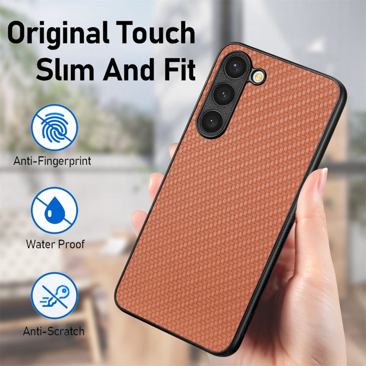 For Samsung Galaxy S23+ 5G Carbon Fiber Texture Leather Back Cover Phone Case(Blue)