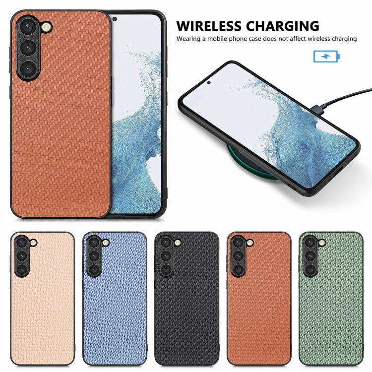 For Samsung Galaxy S23+ 5G Carbon Fiber Texture Leather Back Cover Phone Case(Blue)