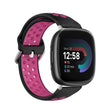 For Fitbit Versa 4 Two-Color Perforated Breathable Silicone Watch Band(Black+Rose Red) - free shipping - PMC TechLife - Order now!