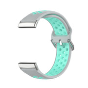 For Fitbit Versa 3 Two-Color Perforated Breathable Silicone Watch Band(Grey+Teal)