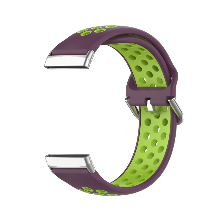 For Fitbit Versa 3 Two-Color Perforated Breathable Silicone Watch Band(Purple+Lime) - free shipping - PMC TechLife - Order now!