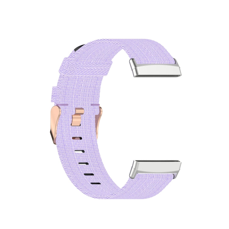 For Fitbit Versa 3 Nylon Weave Canvas Watch Band(Light Purple)