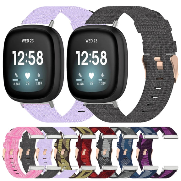 For Fitbit Versa 3 Nylon Weave Canvas Watch Band(Grey)