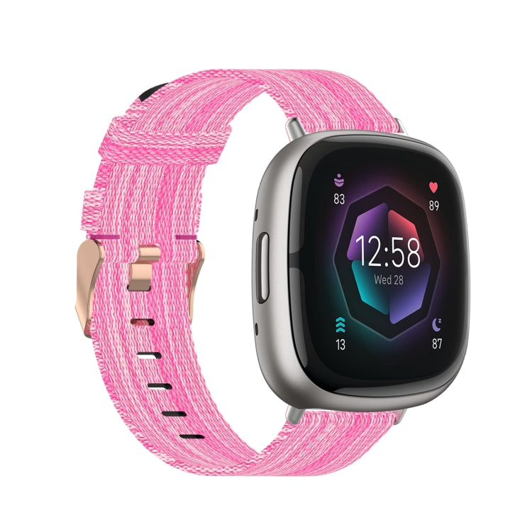For Fitbit Sense Nylon Weave Canvas Watch Band(Pink) - free shipping - PMC TechLife - Order now!