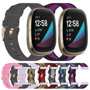 For Fitbit Sense Nylon Weave Canvas Watch Band(Pink)