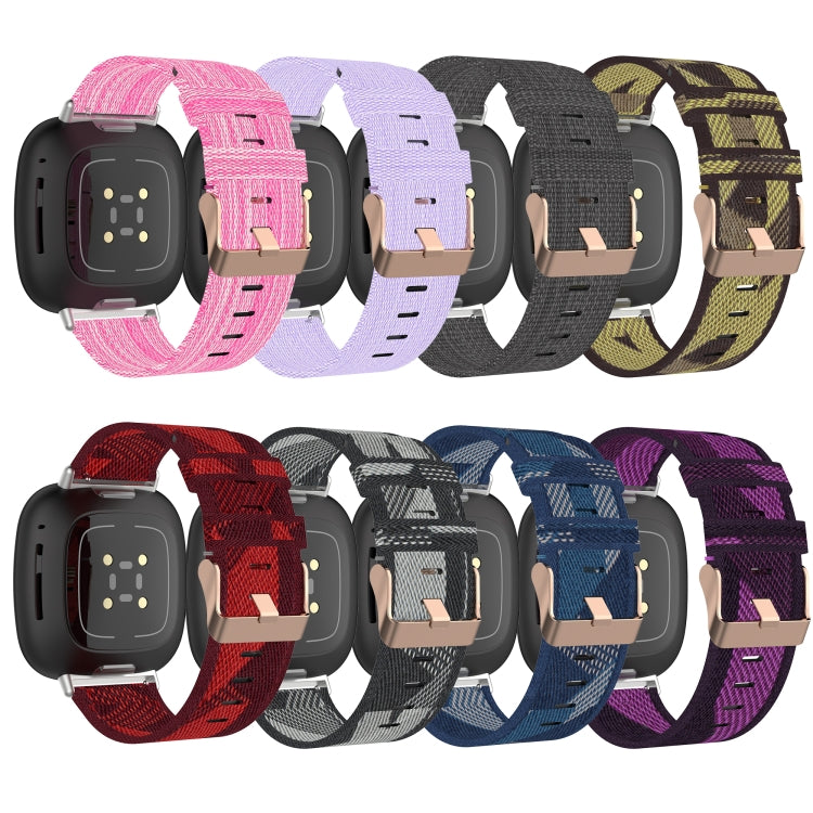 For Fitbit Sense Nylon Weave Canvas Watch Band(Pink)