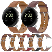 For Google Pixel Watch Leather Embossed Sewing Watch Band(Dark Brown)