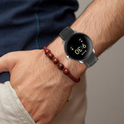 For Google Pixel Watch Leather Embossed Sewing Watch Band(Dark Brown)