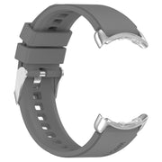 For Google Pixel Watch Metal Connector + Solid Color Silicone Watch Band(Grey)